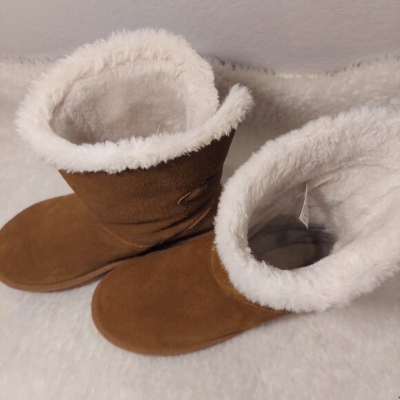 Koolaburra by UGG Women’s Tan Suede Shearling Boots Fur Lined Mid Calf Size 6 - Picture 5 of 9